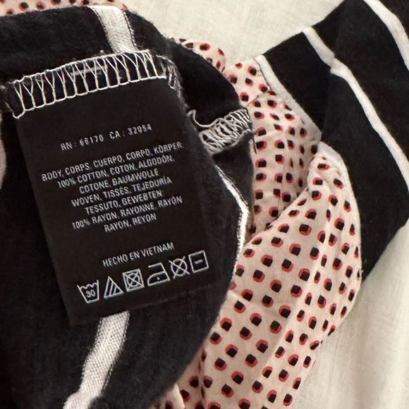 Anthropologie Postmark Polka Dot Striped 3/4 Sleeve Top - Picture 5 of 7